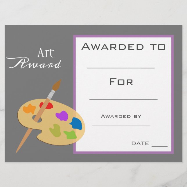 Pintura e pincel de prêmios de arte de classe (Frente)