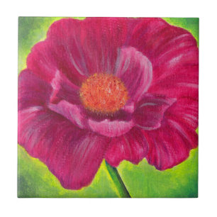 Pintura em Acrírio com Flor Rosa