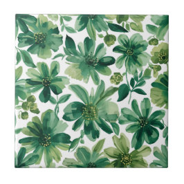 Pintura em Aquarela Botânica Floral Jardim Verde