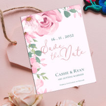 Pintura em Aquarela Casamento Floral Cor-de-Rosa S