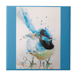 Pintura em Aquarela de Cardeal Azul Australiano
