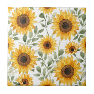 Pintura em Aquarela de Girassóis Amarelos