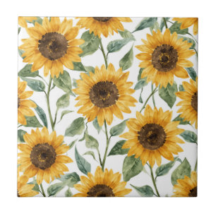 Pintura em Aquarela de Girassóis Florais Amarelos