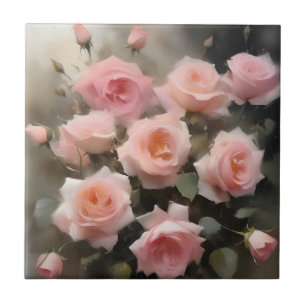 Pintura em aquarela de rosas cor-de-rosa bonitas