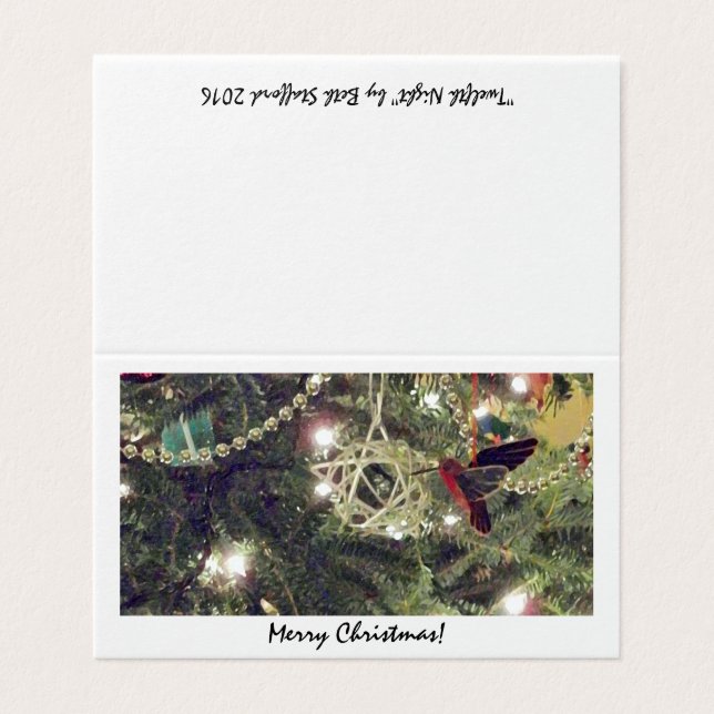 Pintura em árvore com cartão noturno de Natal (Exterior Desdobrado)