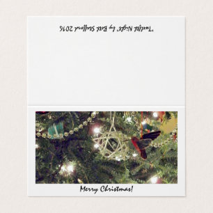 Pintura em árvore com cartão noturno de Natal