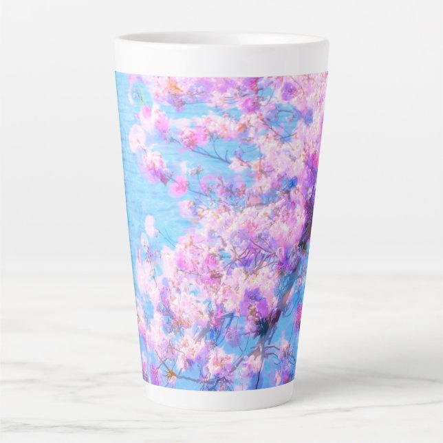 Pintura em árvore de cereja - Caneca latina (Frente)