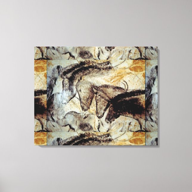 Pintura em Caverna Lascaux de Cavalos na Canvas (Frente)