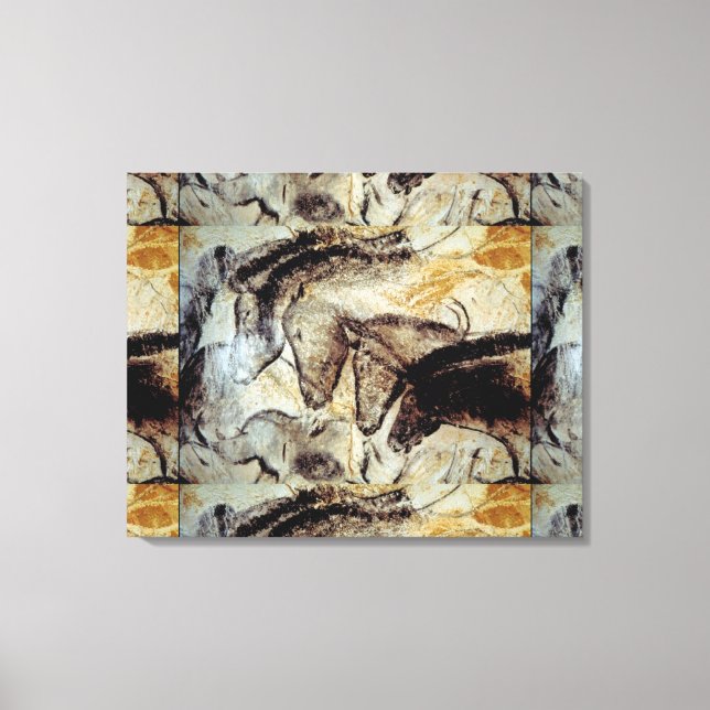 Pintura em Caverna Lascaux de Cavalos na Canvas (Frente)