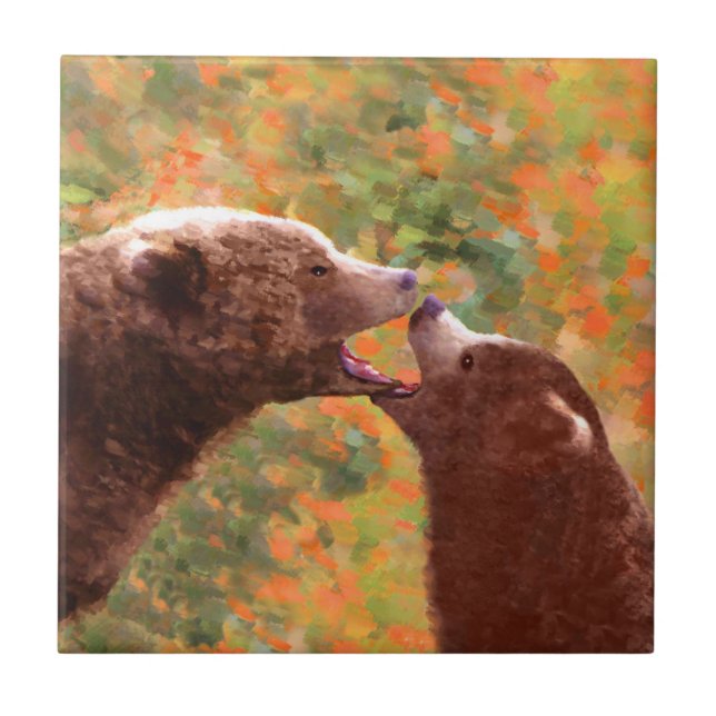 Pintura em Cubo e Mãe de Urso Grizzly - Arte da Vi (Frente)