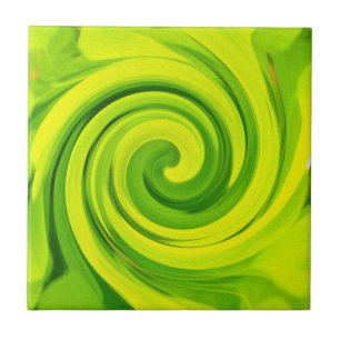 Pintura em espiral de arte líquida verde-Abstrato