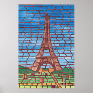 Pintura em Mosaico da Torre Eiffel Posters