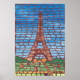 Pintura em Mosaico da Torre Eiffel Posters