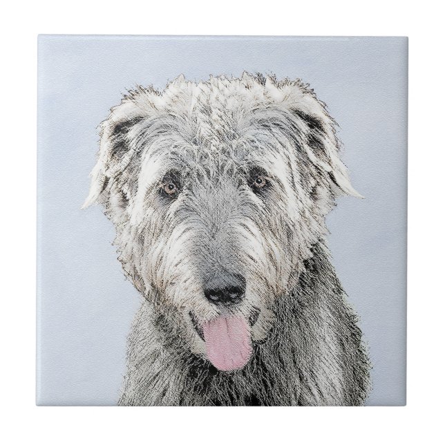 Pintura em Wolfhound Irlandês - Arte em Cachorro O (Frente)