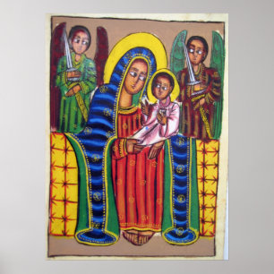 Pintura etíope da igreja - poster preto de Maryam