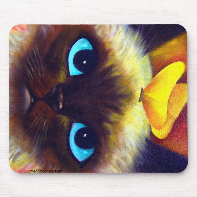 Pintura felino do gato Siamese - Mousepad (Frente)