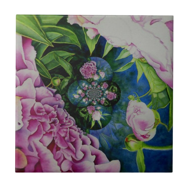 pintura floral a abstrato cor rosa de pedras (Frente)