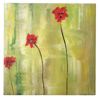 Pintura floral bonita das anêmonas no azulejo