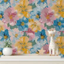 Pintura Floral Colorida Descolável e Colável
