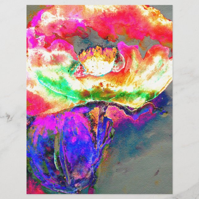 pintura floral cor-de-água rosa abstrato (Frente)