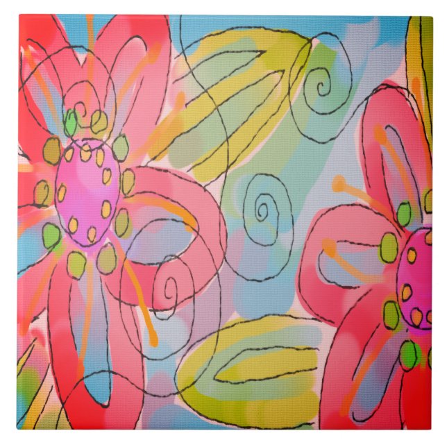 Pintura Floral Funky Abstrato (Frente)