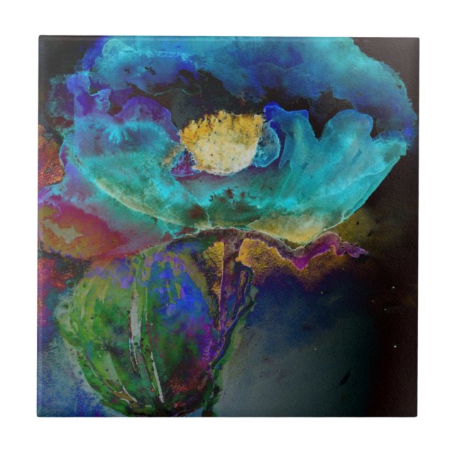 Pintura floral romântica elegante de teal (Frente)