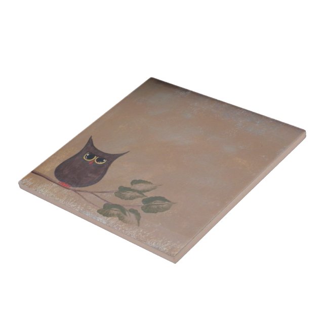 Pintura Folk Primitiva Coruja Acrílica (Lateral)