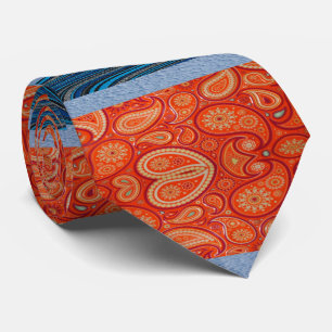 Pintura Gravatas Blue Orange Paisley