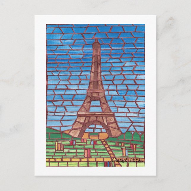 Pintura Mosaica de Cartões postais da Torre Eiffel (Frente)