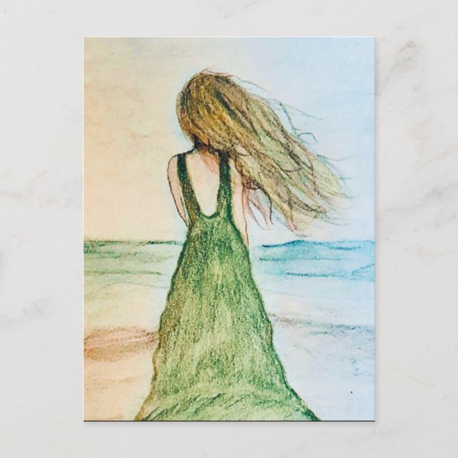Pintura na praia Cartão postal bonito (Frente)