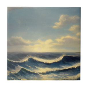 pintura náutica do céu nublado ondas oceânicas