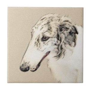 Pintura Original de Cachorro Borzoi (Silver Brindl