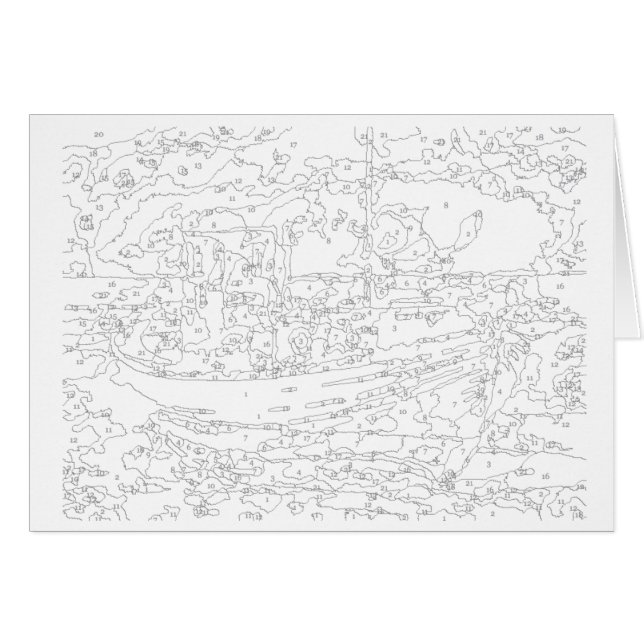 Pintura pelo cartão dos números: Barco (Frente Horizontal)