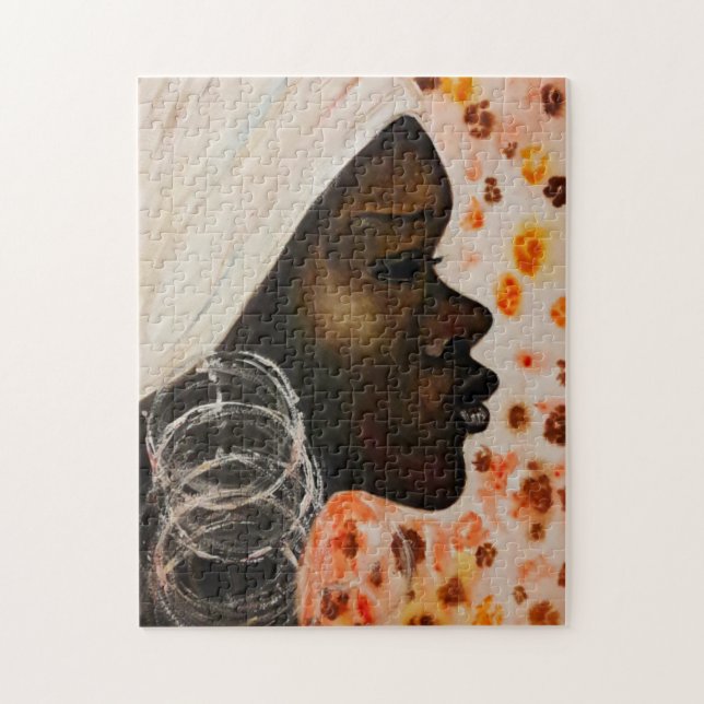 Pintura Quebra-cabeça da Mulher de Bela Africana (Vertical)