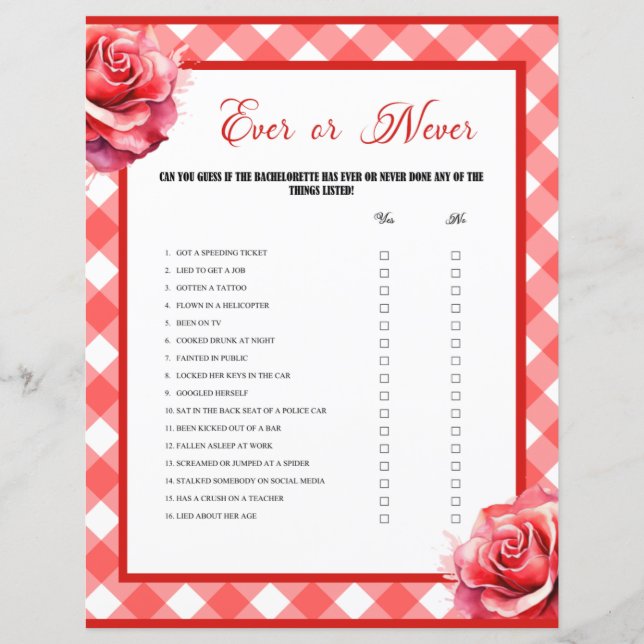 Pintura rosa Festa de solteira nunca ou nunca jogo (Frente)