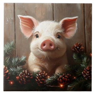 Pintura russa de porco de Natal bonito