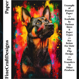 Pintura Salpico Cachorro Pastor Alemão CT2 Papel d