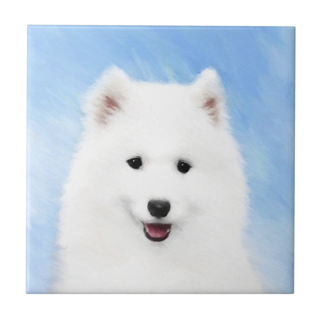 Pintura Samoyed Puppy - Arte Cachorra Original (Frente)