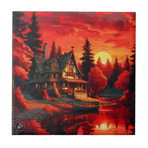 Pintura solar com algodão e lago-66633