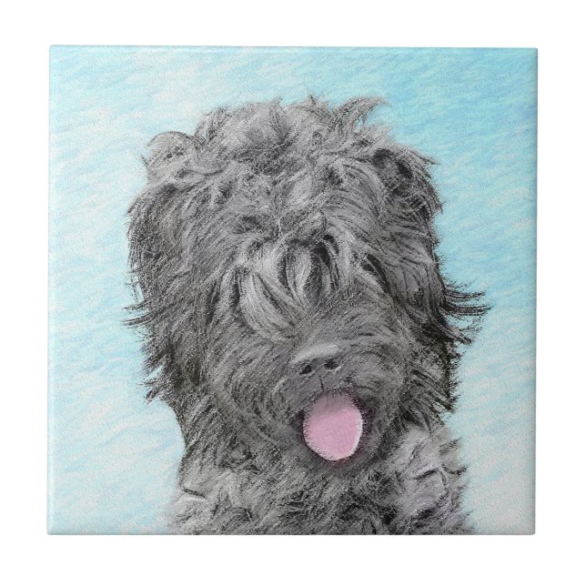 Pintura Terrier russa negra - Cachorro original bo (Frente)