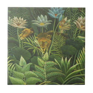Pintura Tropical do Leão da Selva Rousseau