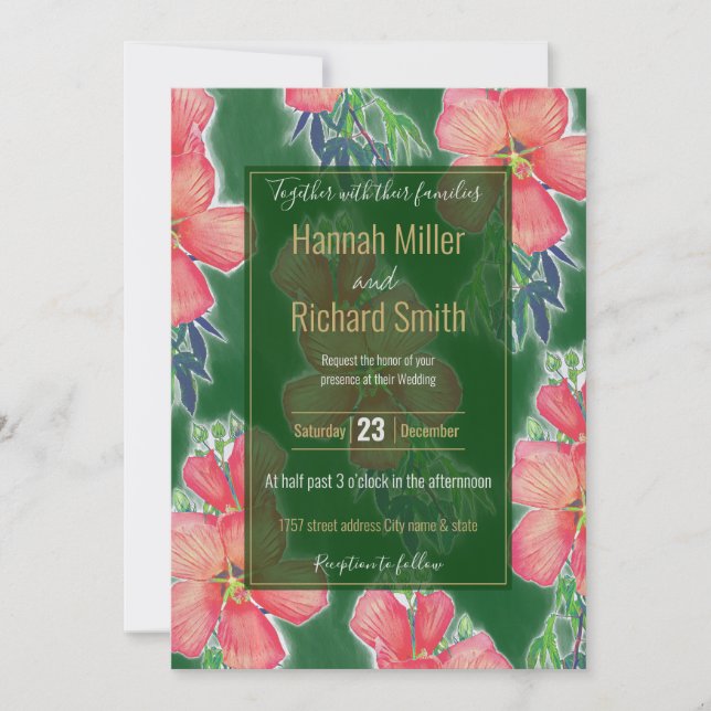 Pintura Tropical Verde do Flor de Hibiscus (Frente)