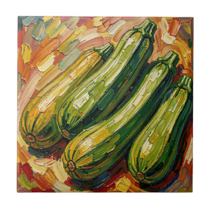 Pintura Vibrante de Abobrinha com Impasto