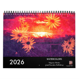 Pinturas aquareladas Paisagens Calendário 2026