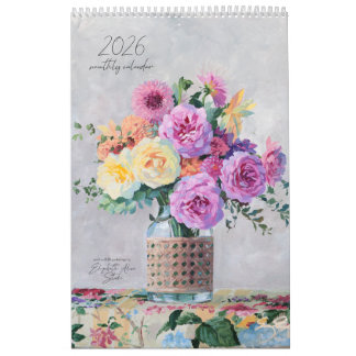 Pinturas de flores e naturezas-mortas calendário 2