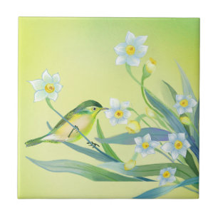 Pinturas inspiradas no jardim de flores e aves