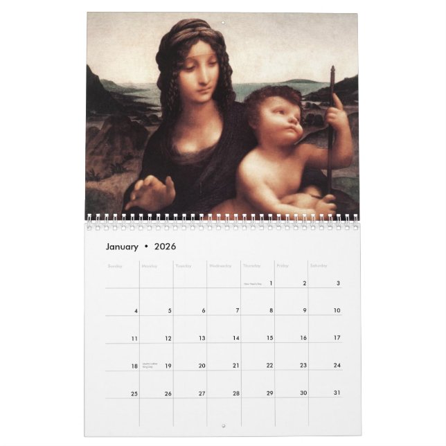 Pinturas pelo calendário de Leonardo da Vinci (Jan 2026)