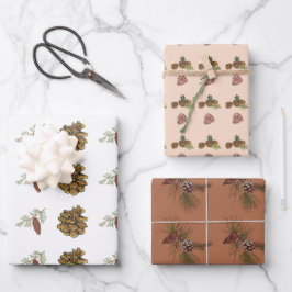 Pinus de Natal Cones & Branches Padrões Rosa Verme