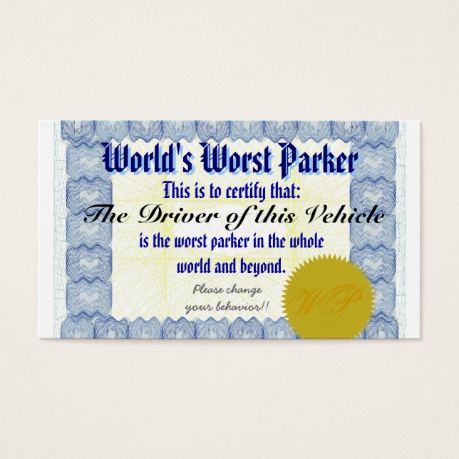 Pior Parker do Mundo (Frente)