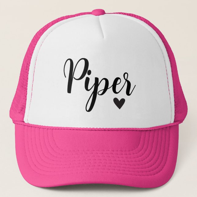 Piper Name Hat Black White Clothing Boné de aniver (Frente)